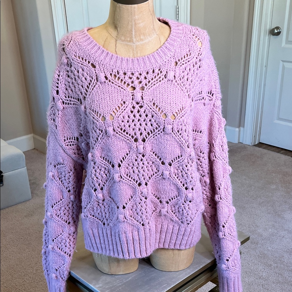 Small Lucky Brand Pink Open Stitch Pullover Sweater 🩷